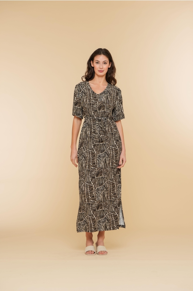 FAY MAXI DRESS MET PRINT 47415 60 Off-white/Black